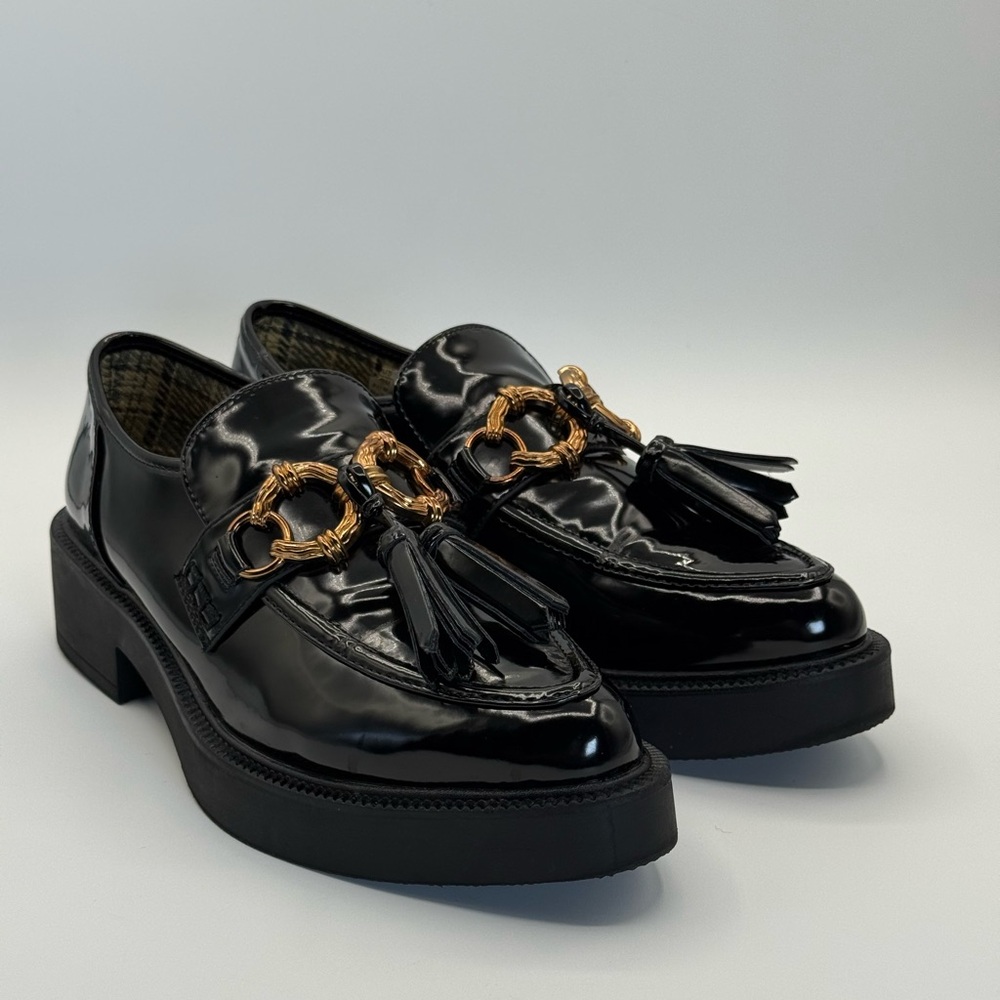 Circus by Sam Edelman Black Loafers with Gold Accents